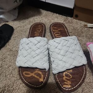 Sam Edelman White Braided Slide Sandals